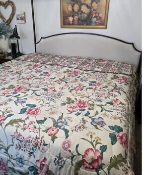 VTG Croscill Floral Chintz Reversible King Comforter & 2 Shams Cottagecore READ